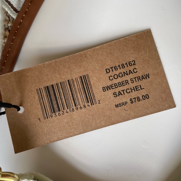 NWT STEVE MADDEN Straw Bwebber Satchel Bag in Cognac - Picture 5 of 8